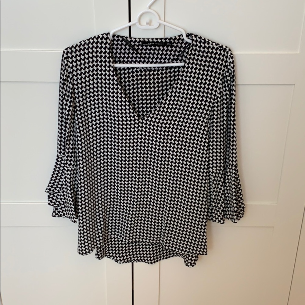 Zara bell-sleeved houndstooth too, Size small